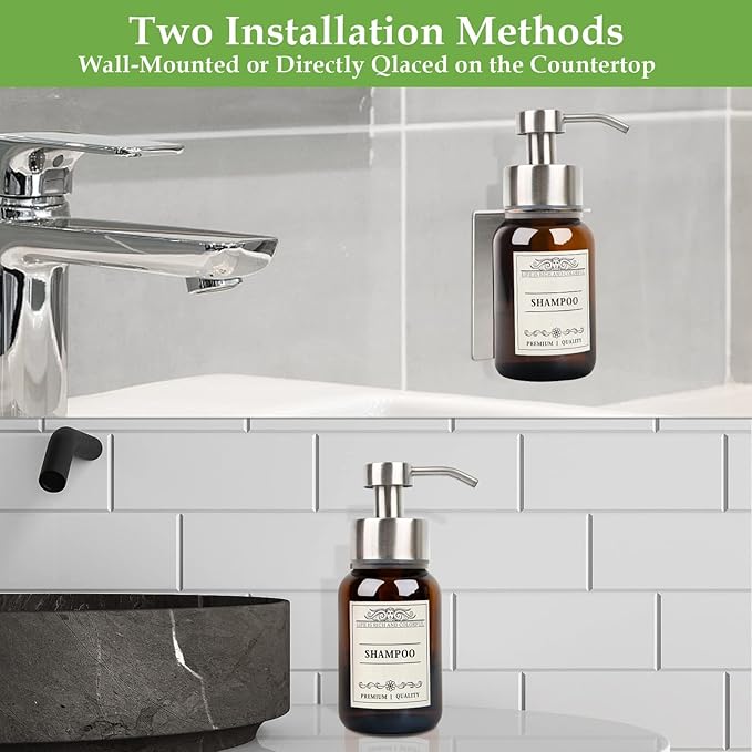 Hand Soap Dispenser, 8.5 Oz Wall Mounted Shampoo and Conditioner Dispenser and - Image 7