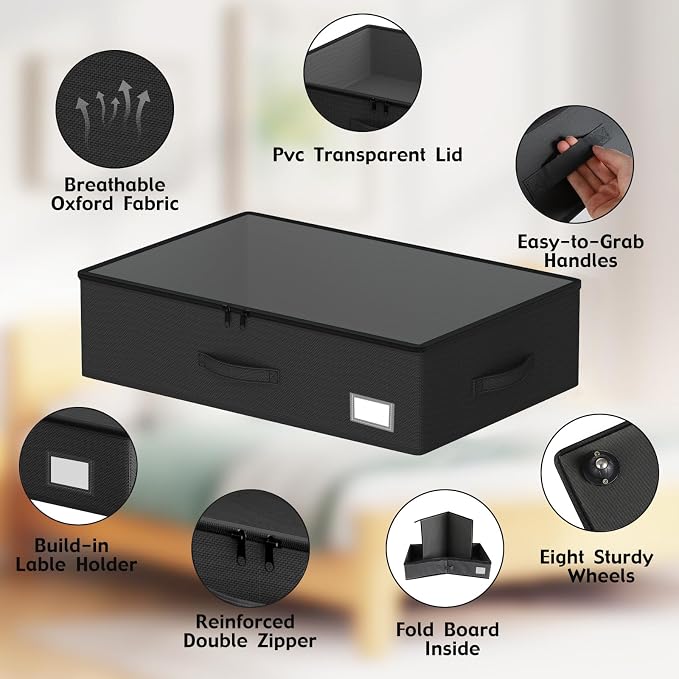 Underbed Storage Bins with Wheels, No Assembly Required - Image 4
