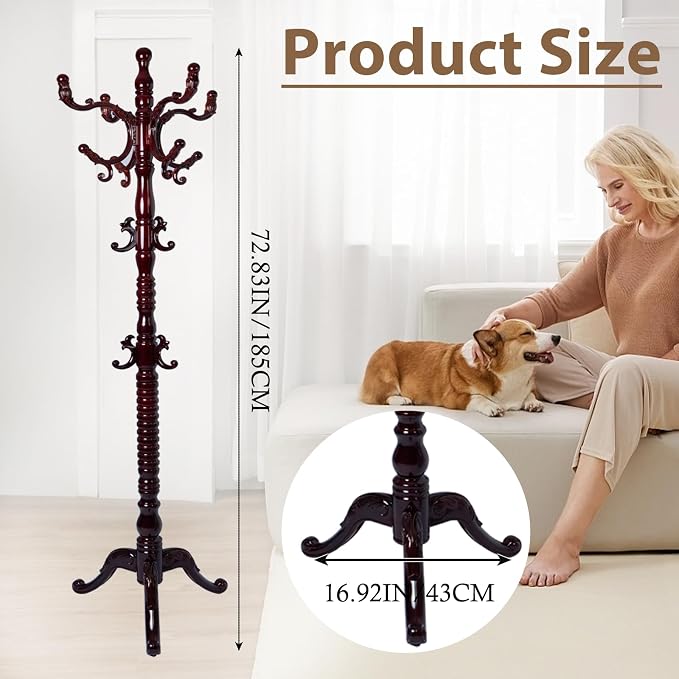 Solid Wooden Coat Rack Stand, Coat Racks Freestanding - Image 4