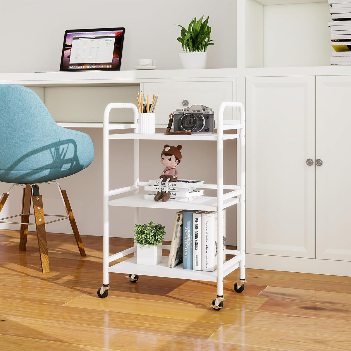 3 Tier Rolling Cart Shelves,Heavy Duty Multifunctional Metal