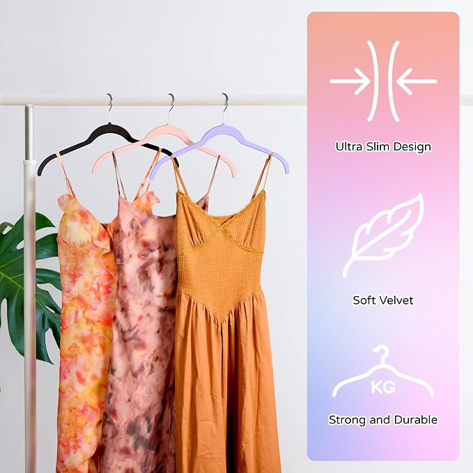30 Pack Multicolor Velvet Shirt Hangers – Non-Slip Slim Flocked Hangers - Image 5