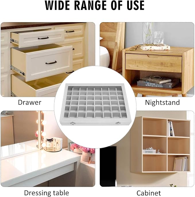 Velvet Jewelry Tray 48 Grid Jewelry Display Tray Organizer Box - Image 7