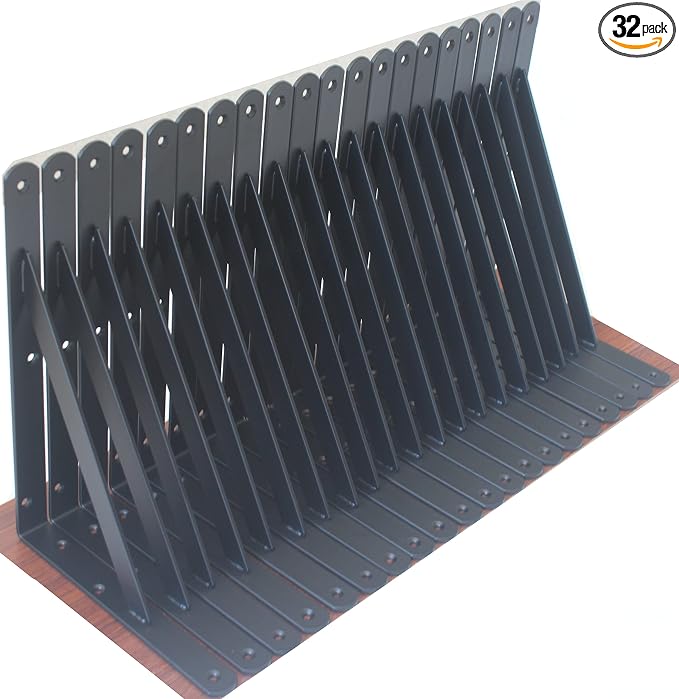 32 Pack L11 x H 8" Black Heavy Duty Shelf Brackets by MHMYDZ