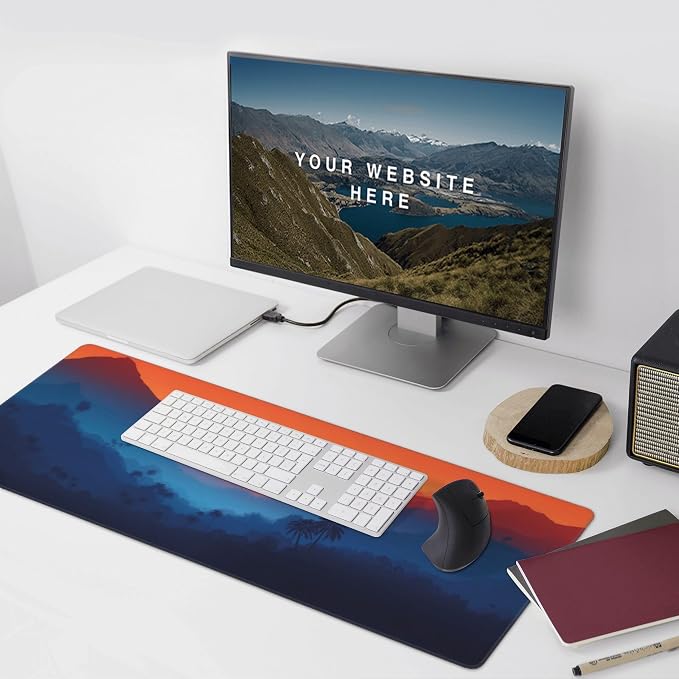 Twilight Mountain Palm Trees Large Mouse Pad, Vintage Aesthetic Gaming Desk Mat - Image 9