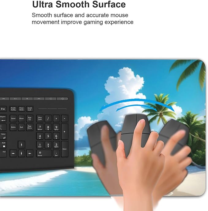 Tropical Beach Large Mouse Pad, Vintage Aesthetic Gaming Desk Mat, XXL Keyboard - Image 6