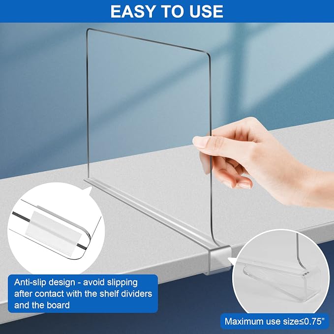 Acrylic Shelf Dividers for Closet Organization 8PCS Closet Shelf Divider Closet - Image 5