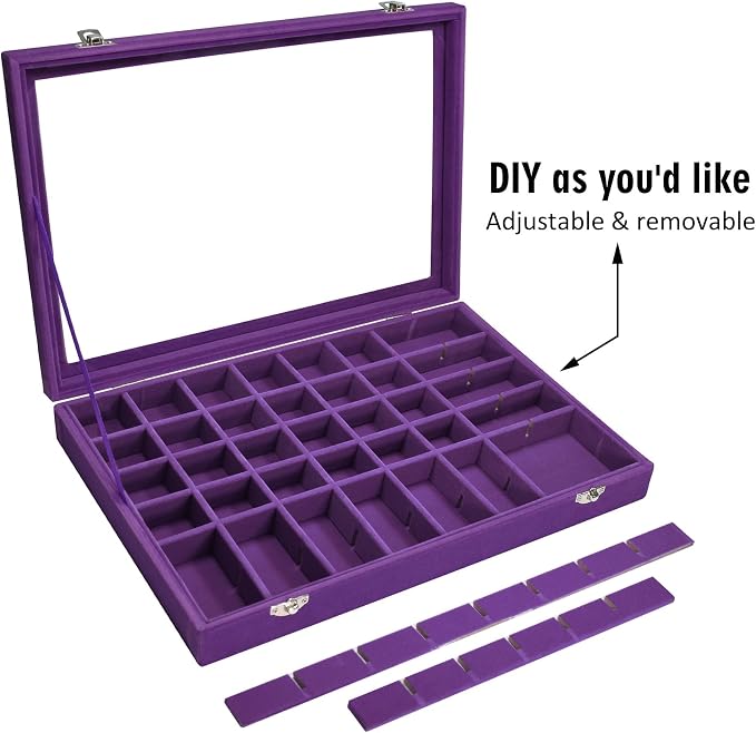 Velvet Jewelry Tray 48 Grid Jewelry Display Tray Organizer Box - Image 6