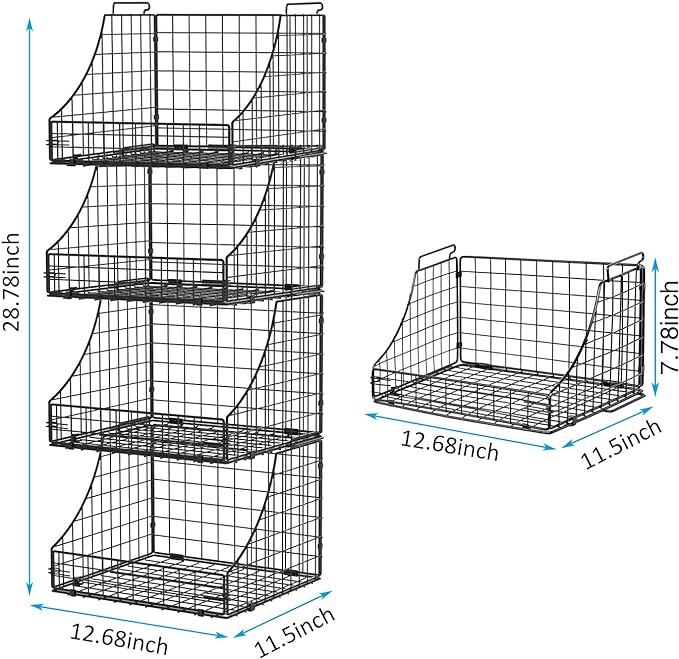 4-Pack Stackable Wire Baskets for Closet Organizers and Storage, Open Storage - Image 6