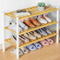 Smiry Bamboo Shoe Rack for Closet, 3 Tier Wooden Stackable Shoe Organizer by Smiry