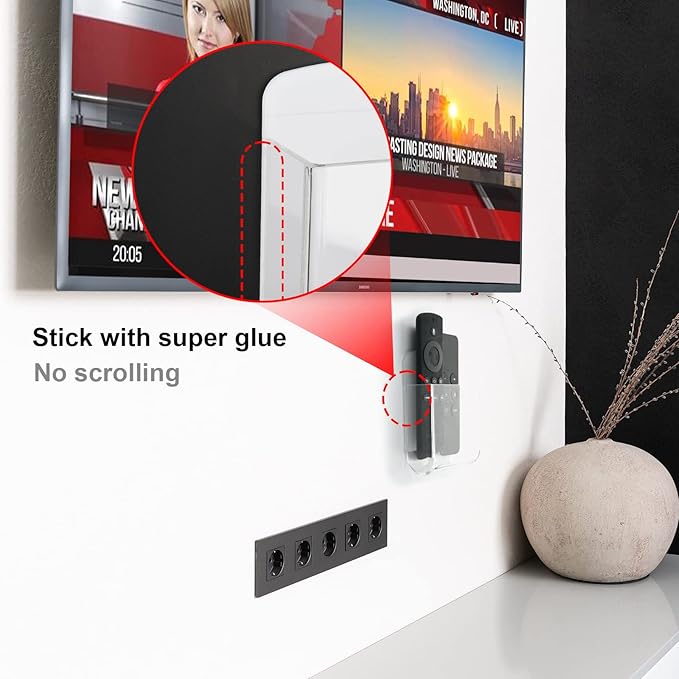 Cosmos Pack of 2 Acrylic Remote Control Holder Adhesive Wall Mount Phone Holder - Image 6