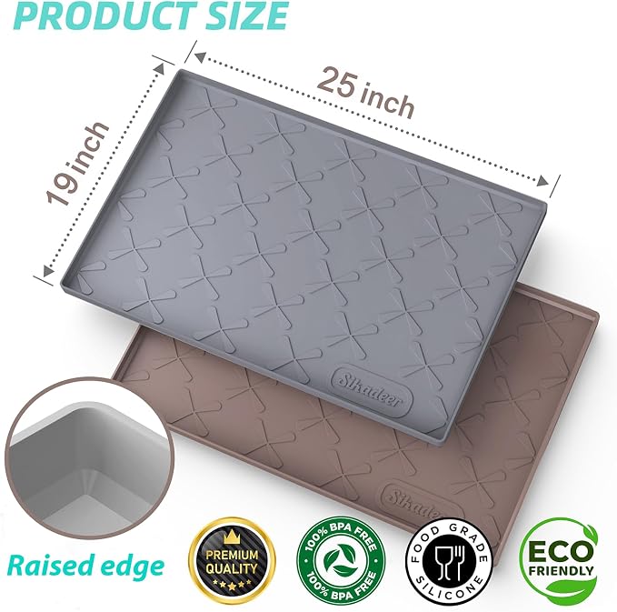 SIKADEER 25" x 19" Under Sink Mat Waterproof, Silicone Mat Kitchen Drawer Shelf - Image 5