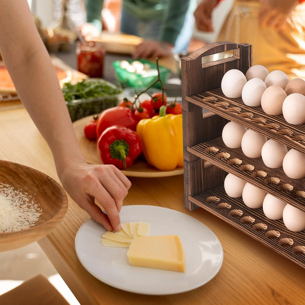 Wooden Egg Holder 3 Layer Fresh Egg Rack Holders Countertop Stackable