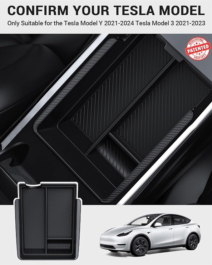 BASENOR 2021-2024 Tesla Model Y Model 3 Armrest Storage Box Console Organizer - Image 2