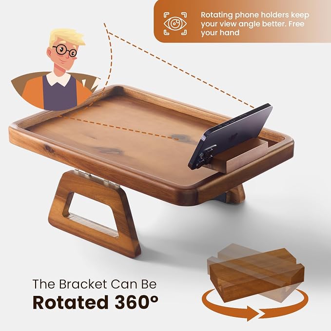 Tinamo 15.7" x 11" Large Couch Arm Table - Image 5