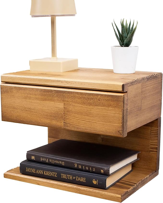 Floating Nightstand Side Accent or End Table by Woodches