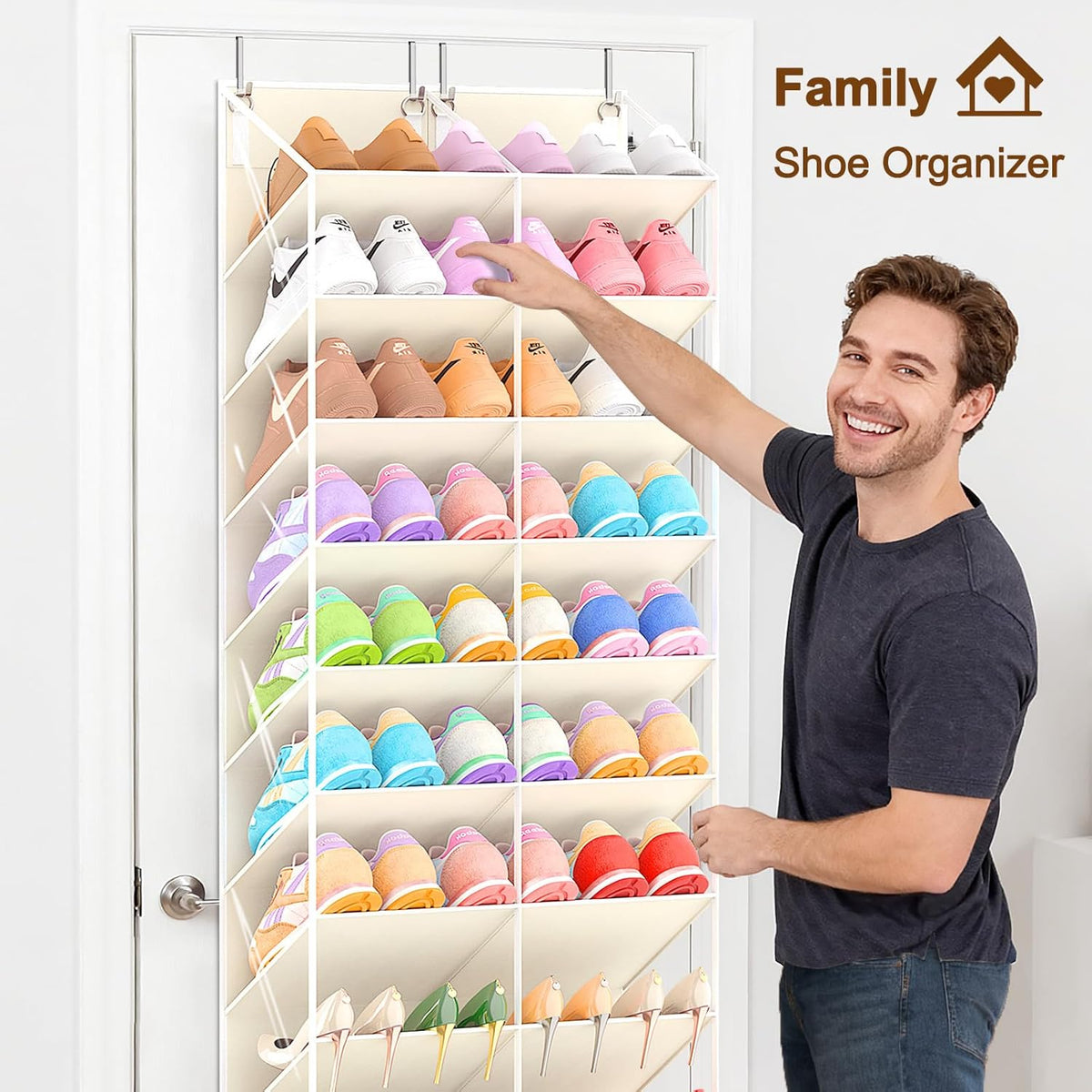 20-30 Pairs Over the Door Shoe Organizer, 10-Tier Door Shoes Rack