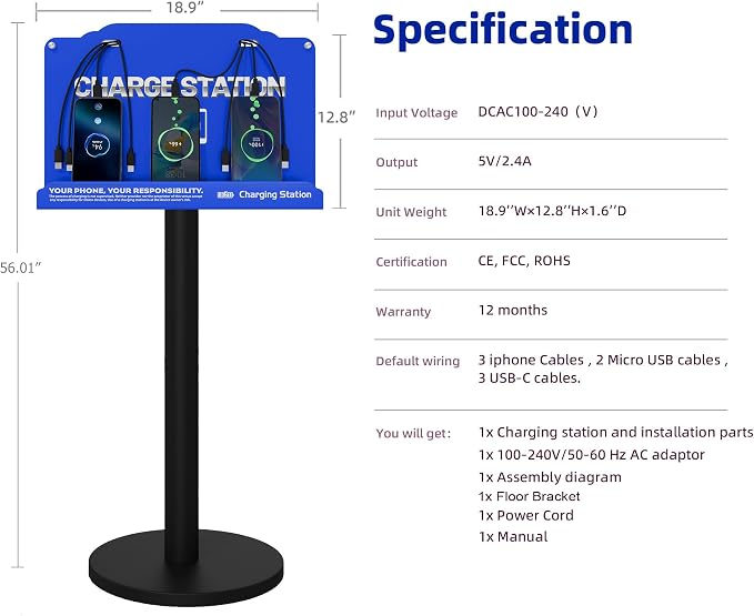Floor Standing Cell Phone Charging Station - Image 5