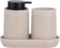 Beige Bathroom Accessories Set, Sandstone Look Soap Dispenser by ClasinHome