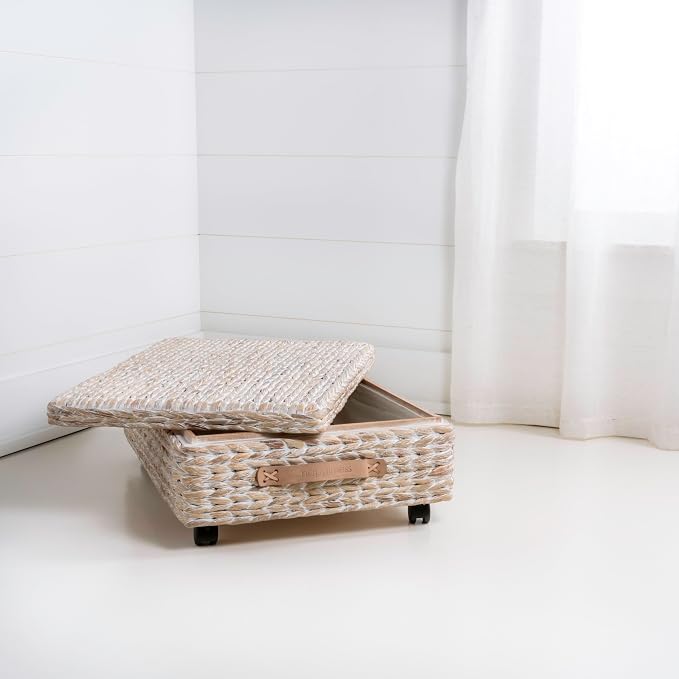 happimess BSK1006C 26.38" Chett Minimalist Hand-Woven Hyacinth/Wood Underbed - Image 5