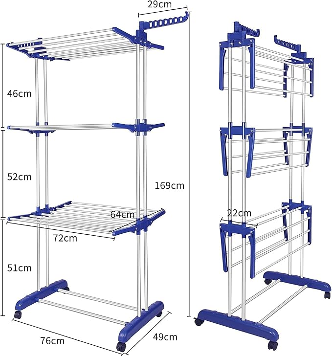 Bigzzia Clothes Drying Rack, Folding Stainless Steel Drying Rack Clothing - Image 4