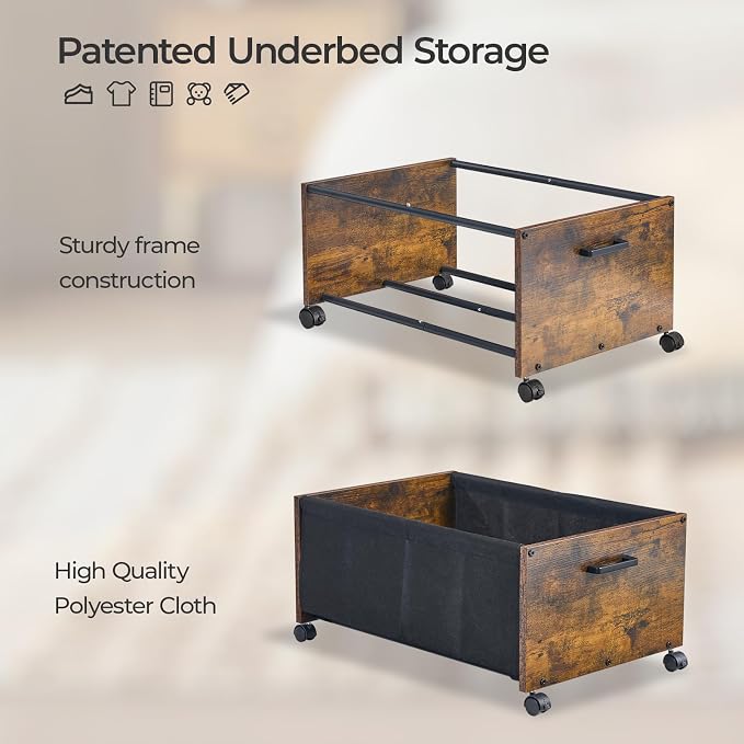 Under Bed Storage with Wheels, Wooden Under Bed Drawers On Wheels, Rolling - Image 5