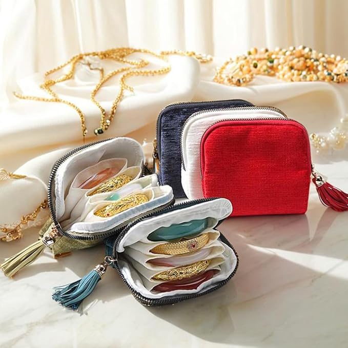 Travel Jewelry Case, Portable Jewelry Storage Bag, Compact Foldable Five - Image 2
