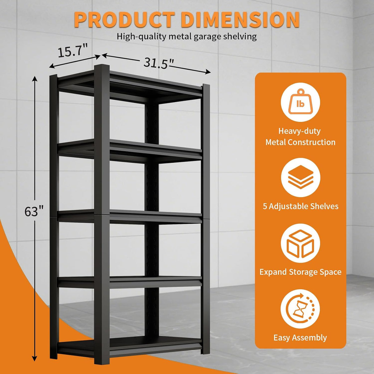 Dyoung 5 Tier Adjustable Garage Shelving Units 63" H Storage Utility