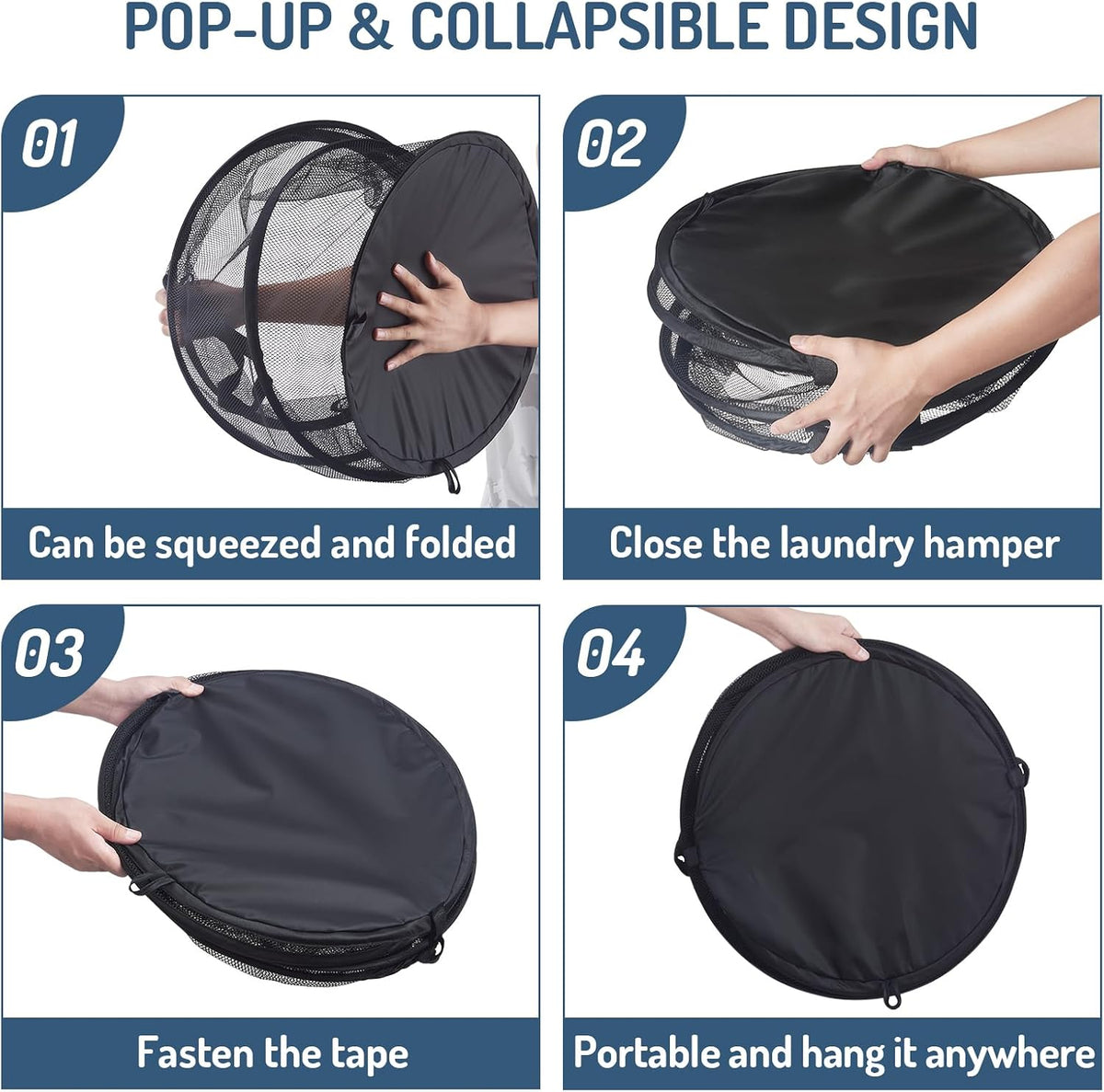 Mesh Popup Laundry Hamper 115L Foldable Laundry Basket Extra Large