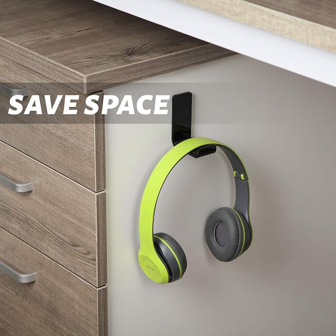 Weewooday 4 Pieces Headphone Hanger Holder Desk Adhesive Headphone Hook Wall - Image 5