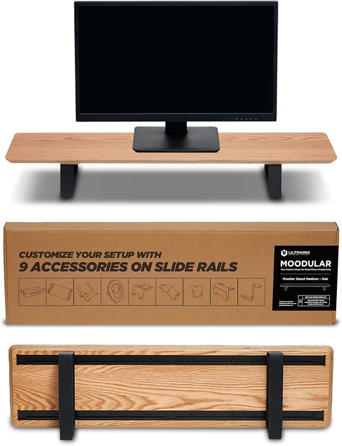 Moodular Wooden Monitor Stand 33.4” Desk Organizer by ULTRARM