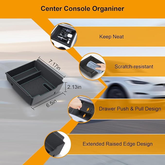 Center Console Organizer Tray for Tesla Model Y 2020-2024, Hidden Storage Box - Image 4