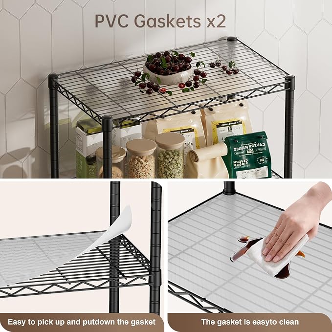 4 Tier Shelves Storage Shelf Wire Closet Bathroom Organizers Metal Pantry - Image 4