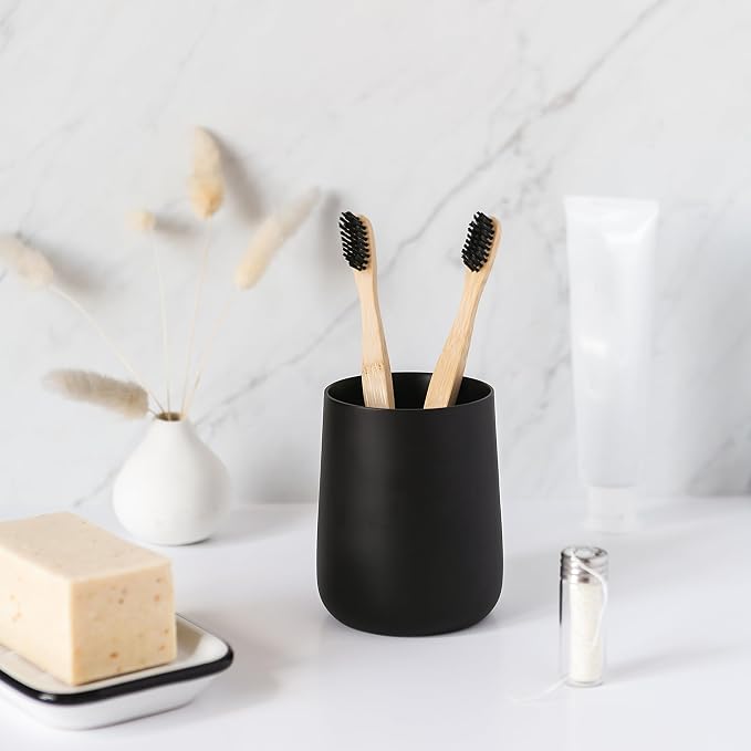 Matte Black Toothbrush and Toothpaste Holder and Cup - Image 6