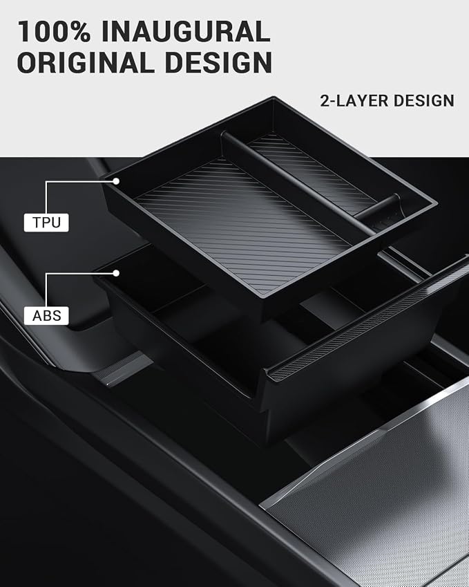 BASENOR 2026 Tesla Model Y Model 3 Center Console Organizer Tray, Hidden - Image 3