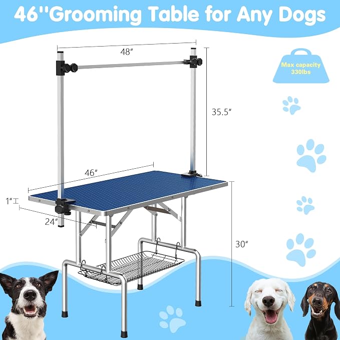 Lyromix 46''Large Dog Grooming Table, Adjustable Cat Drying Desktop - Image 6