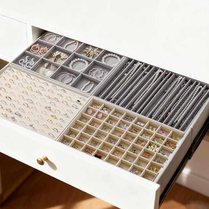 Large Jewelry Organizer for Drawer Insert Velvet Stackable Jewelry Trays for - Image 7