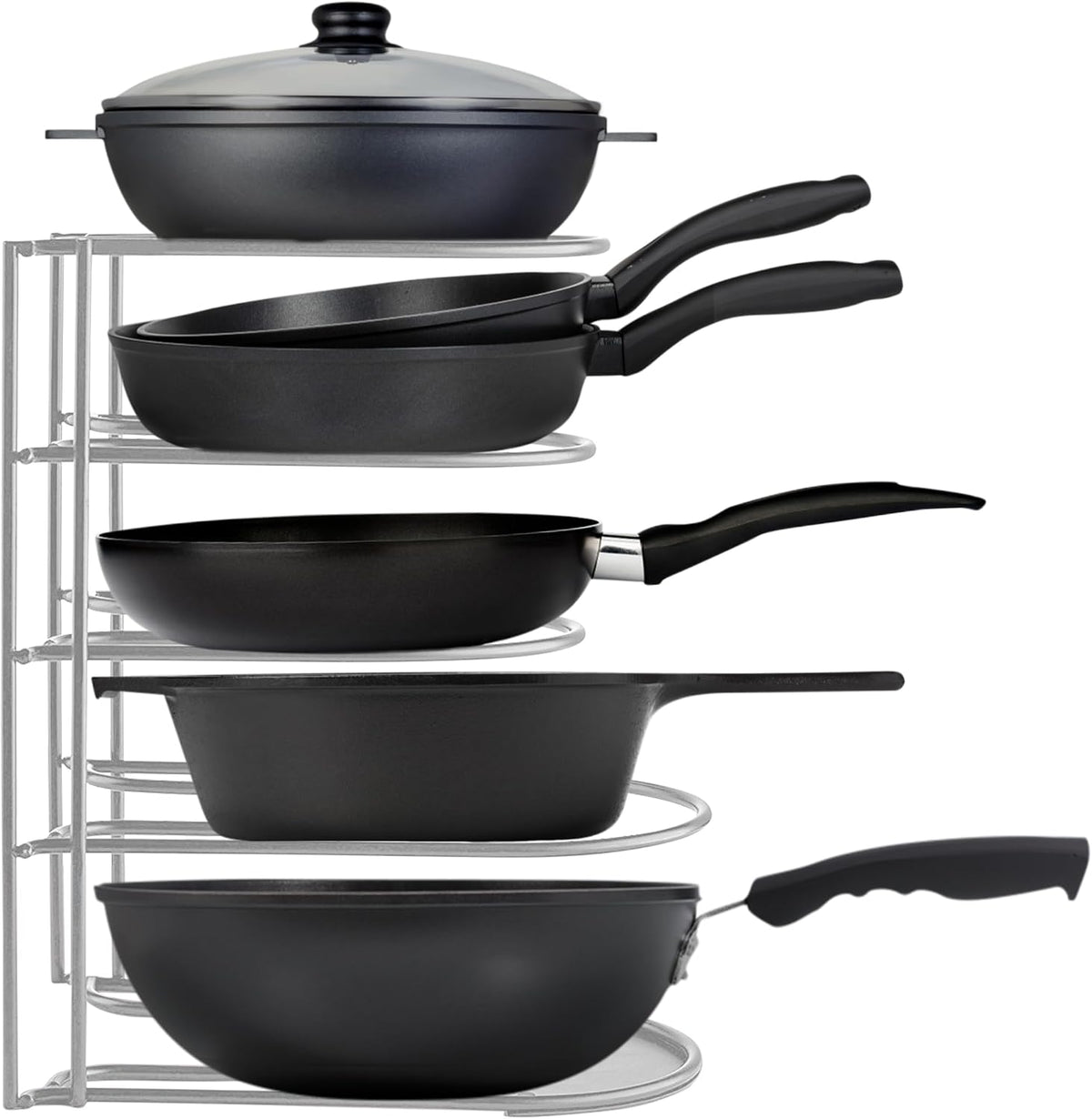 Heavy-Duty Pots and Pans Organizer | 5-Tier Cookware & Lid Storage