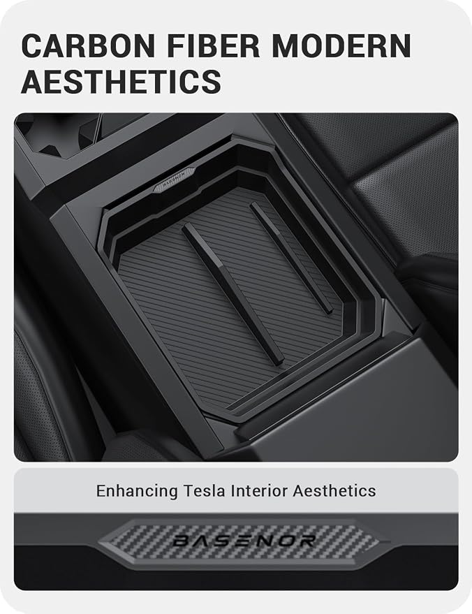 BASENOR 2024 2025 Tesla Cybertruck Center Console Organizer Tray Armrest - Image 6