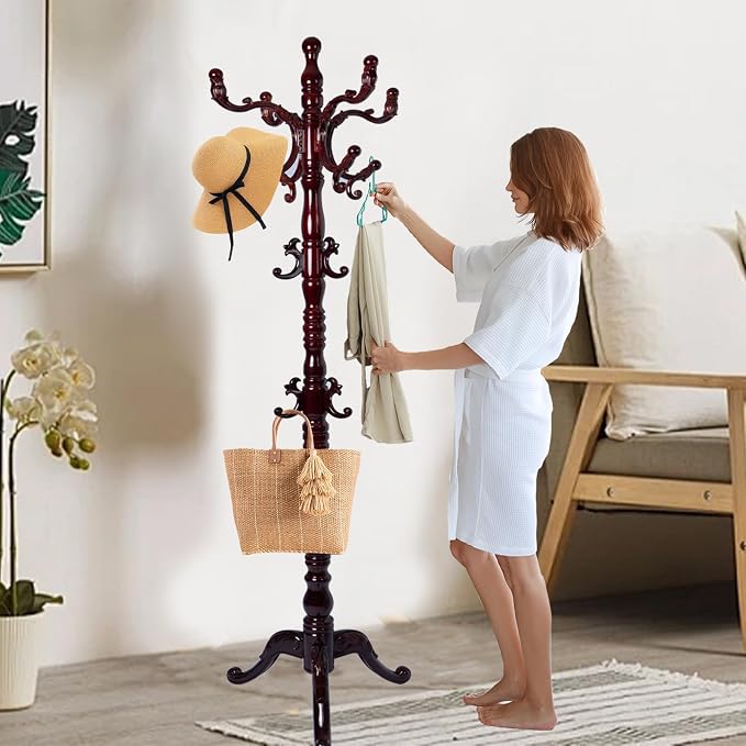 Solid Wooden Coat Rack Stand, Coat Racks Freestanding by Haicang