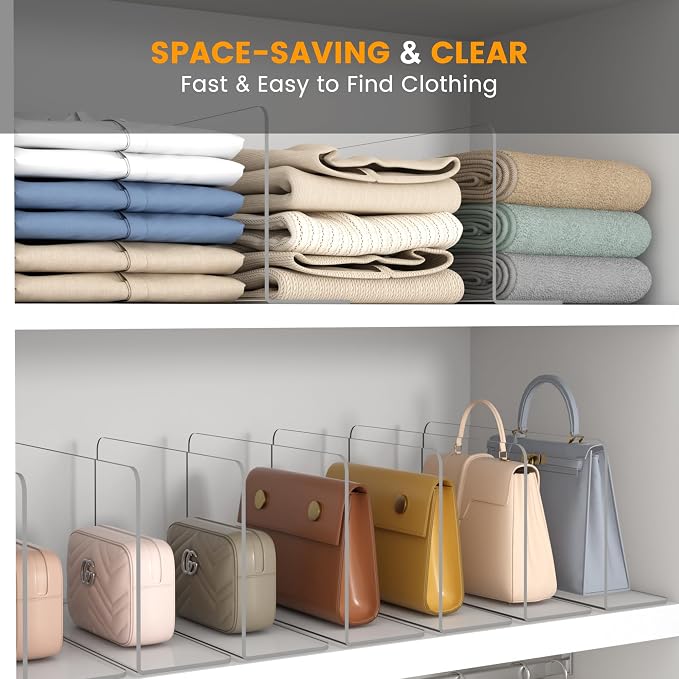 OKPOW Shelf Dividers for Closet Organizer: 12 Inch Tall Acrylic Clear Closets - Image 6