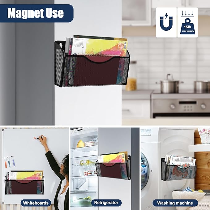 Magnetic File Holder 1 Pockets File Folder Organizer, Office Hanging Magazine - Image 5