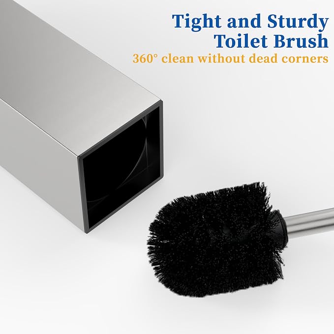 RUACQ Toilet Brush and Holder Set 2pcs, Square Toilet Bowl Brush - Image 6