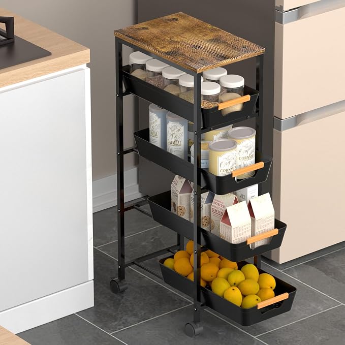 5 Tier Slim Rolling Utility Cart by Unknown