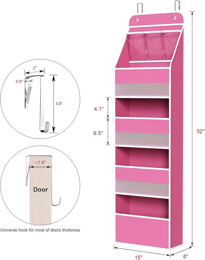 Univivi 5-Shelf Fabric Door Storage Over Door Hanging Organizer - Image 3