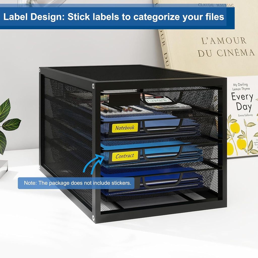Mesh Desk Organizer with 4 Tier Sliding Drawers,Black