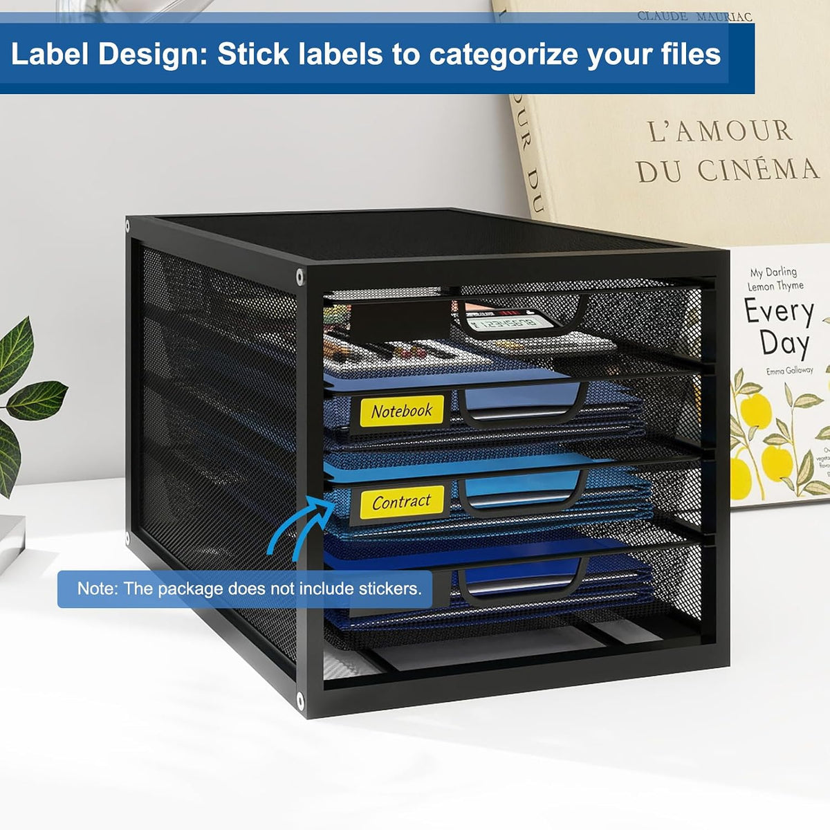 Mesh Desk Organizer with 4 Tier Sliding Drawers,Black