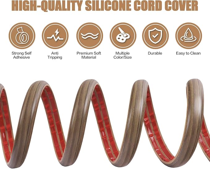 Floor Cord Cover Self Adhesive Cord Hider, 10FT Cable Management, Extension - Image 3