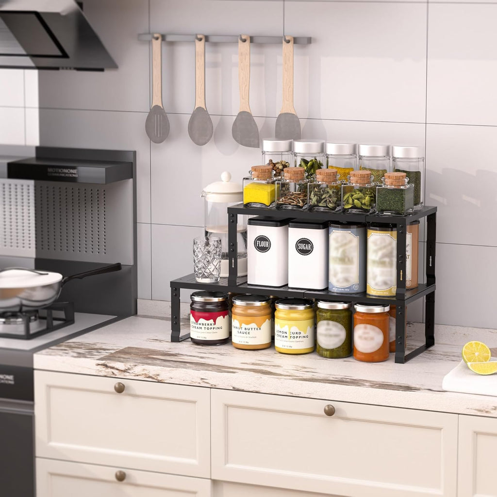 Heavy-Duty Adjustable Metal Shelf Organizer - Expandable & Stackable