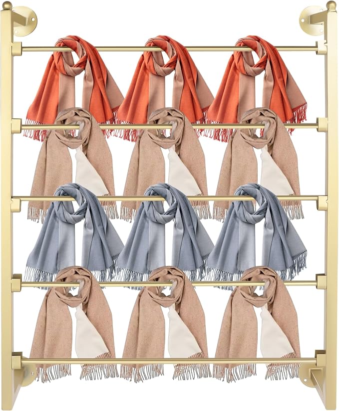 Wall Mounted Scarf Rack, 5 Tier Ties Silk Scarves Towels Storage by Unknown