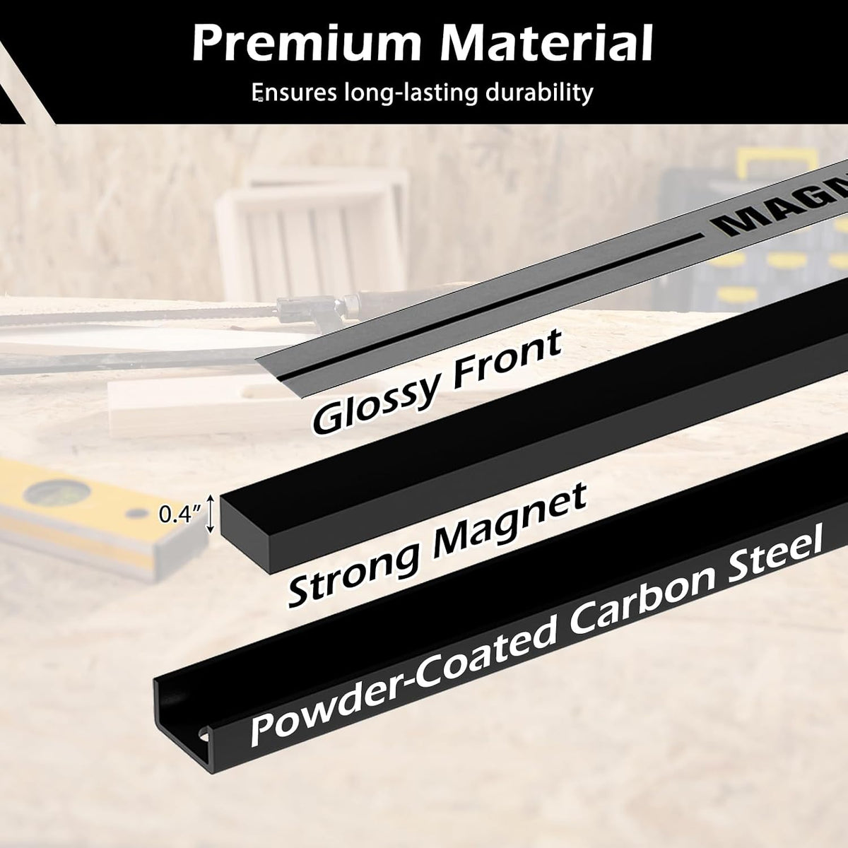 18" Magnetic Tool Holder Strip, 6 Pack Magnet Bar with Mounting